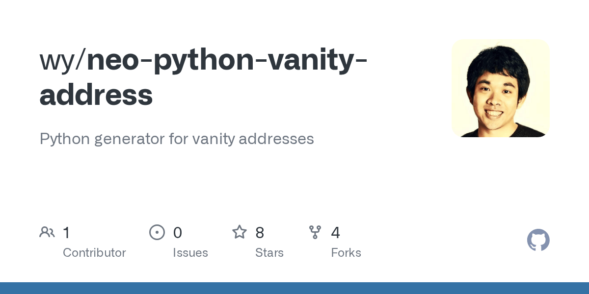 GitHub wy/neopythonvanityaddress Python generator for vanity
