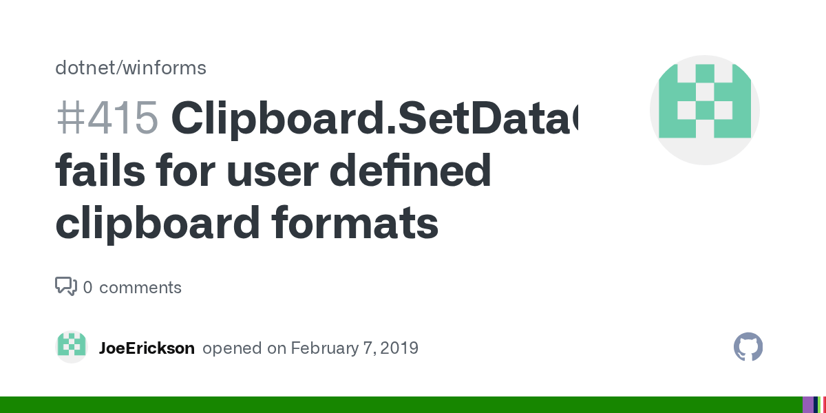 Clipboard.SetDataObject fails for user defined clipboard formats