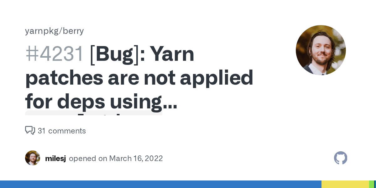 [Bug] Yarn patches are not applied for deps using `resolutions
