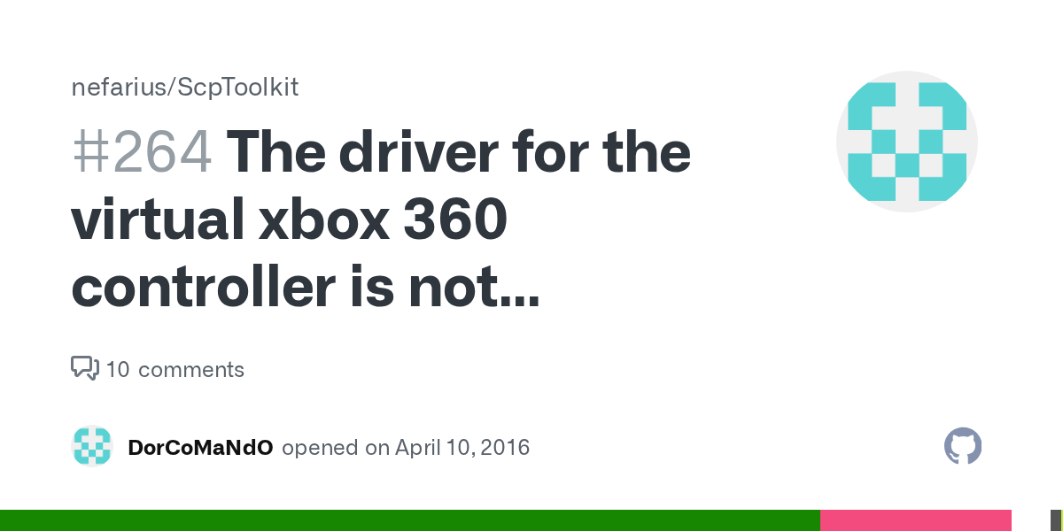 The driver for the virtual xbox 360 controller is not detected as a