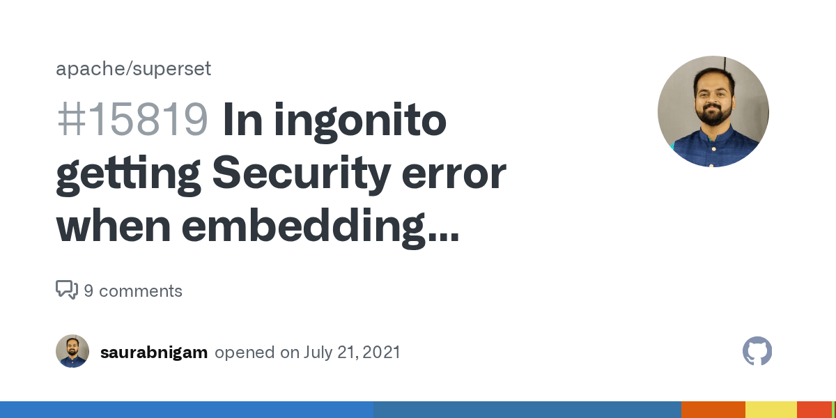 In ingonito getting Security error when embedding dashboard in iframe · Issue 15819 · apache