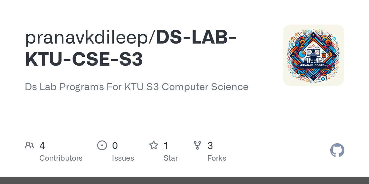 GitHub pranavkdileep/DSLABKTUCSES3 Ds Lab Programs For KTU S3