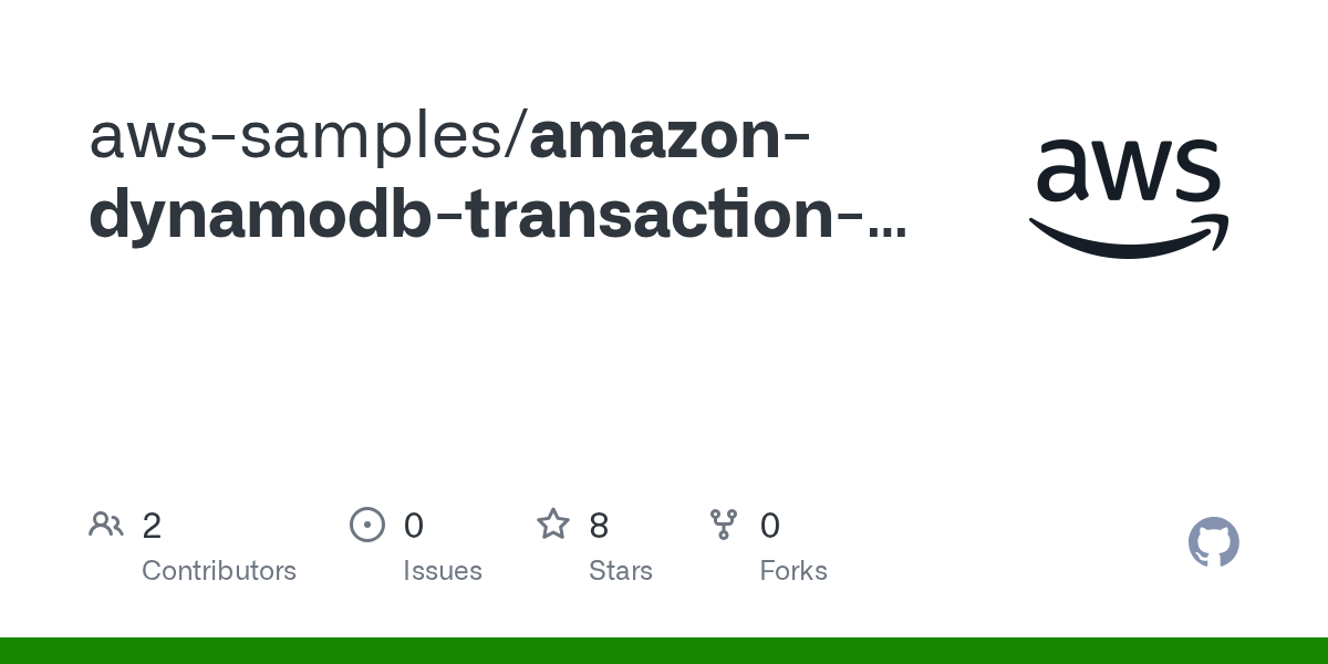 GitHub awssamples/amazondynamodbtransactionframework