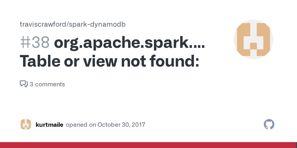 org.apache.spark.sql.AnalysisException Table or view not found