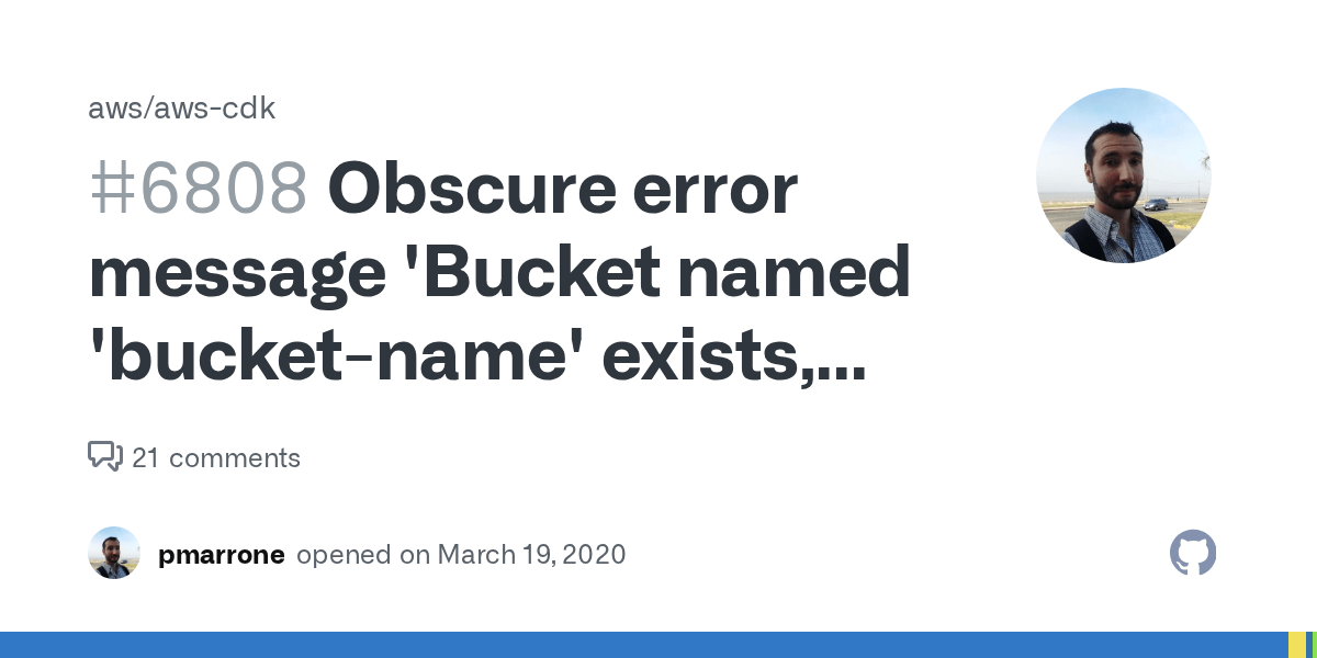 Obscure error message 'Bucket named 'bucketname' exists, but not in