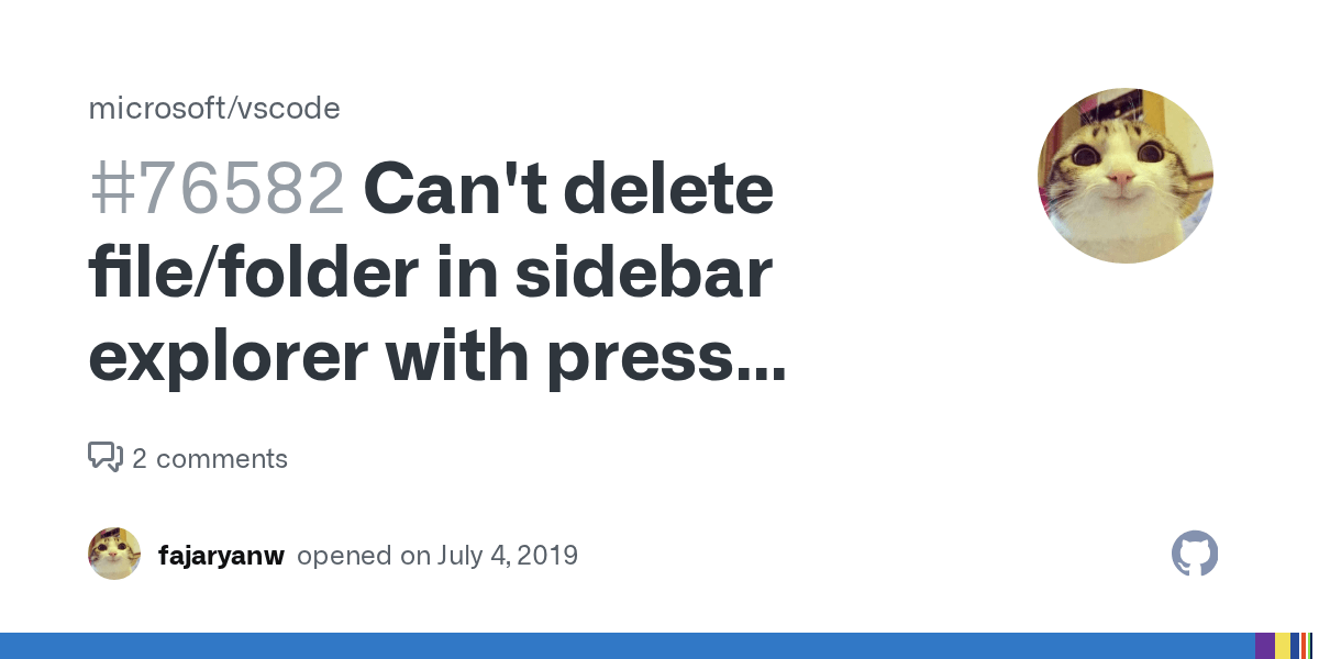 Can't delete file/folder in sidebar explorer with press [delete] or