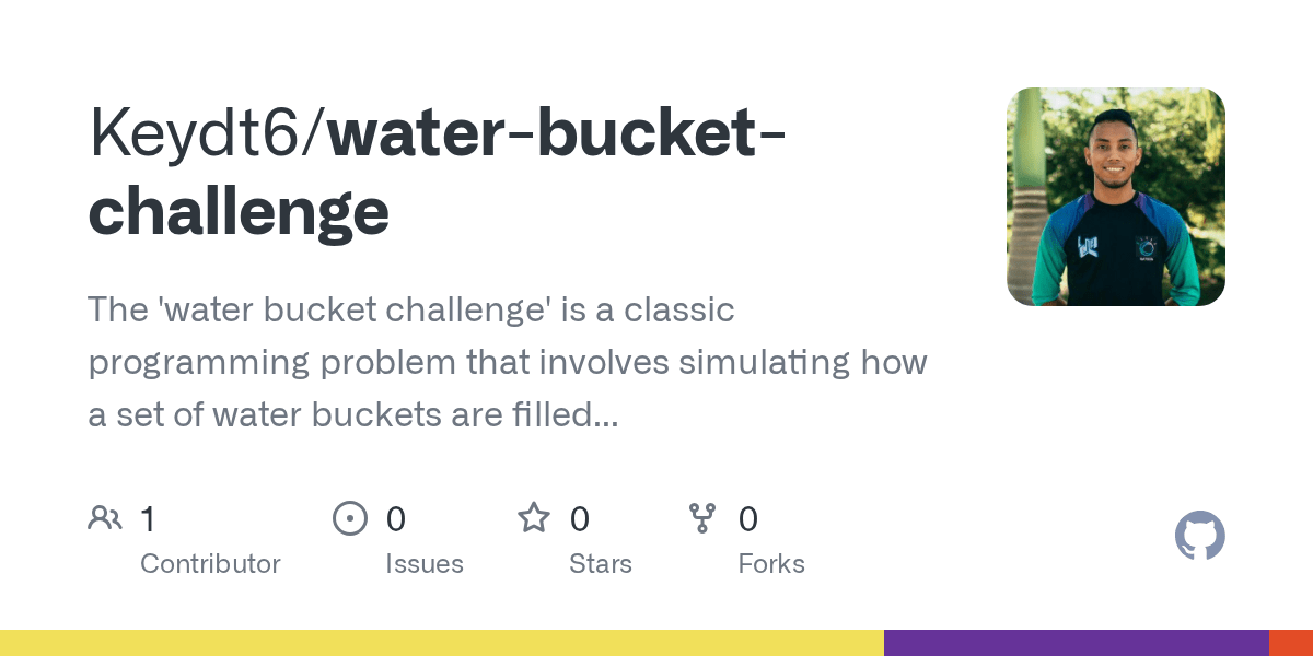 GitHub Keydt6/waterbucketchallenge The 'water bucket challenge' is
