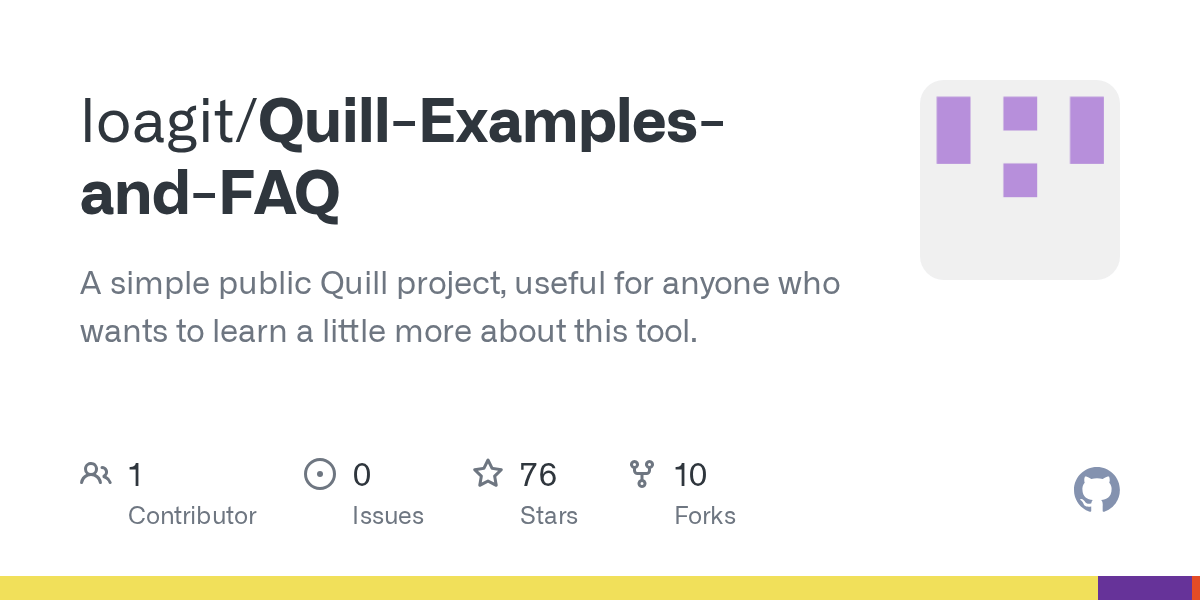 GitHub loagit/QuillExamplesandFAQ A simple public Quill project