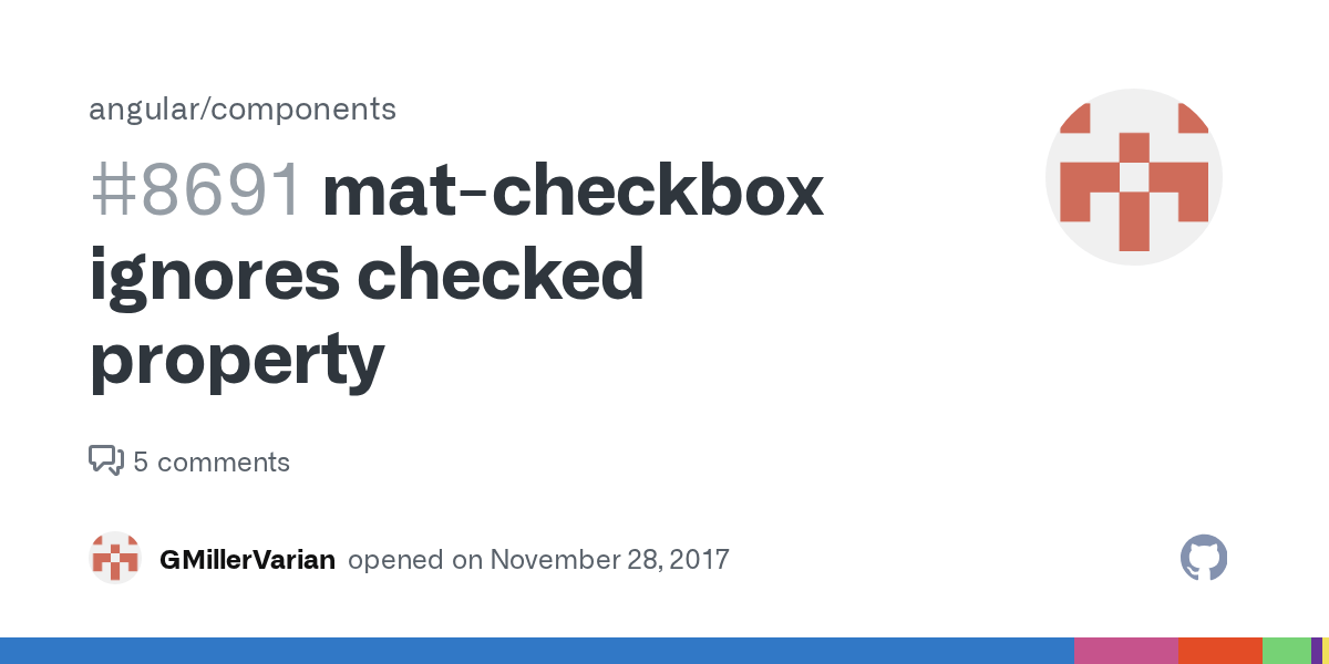 matcheckbox ignores checked property · Issue 8691 · angular