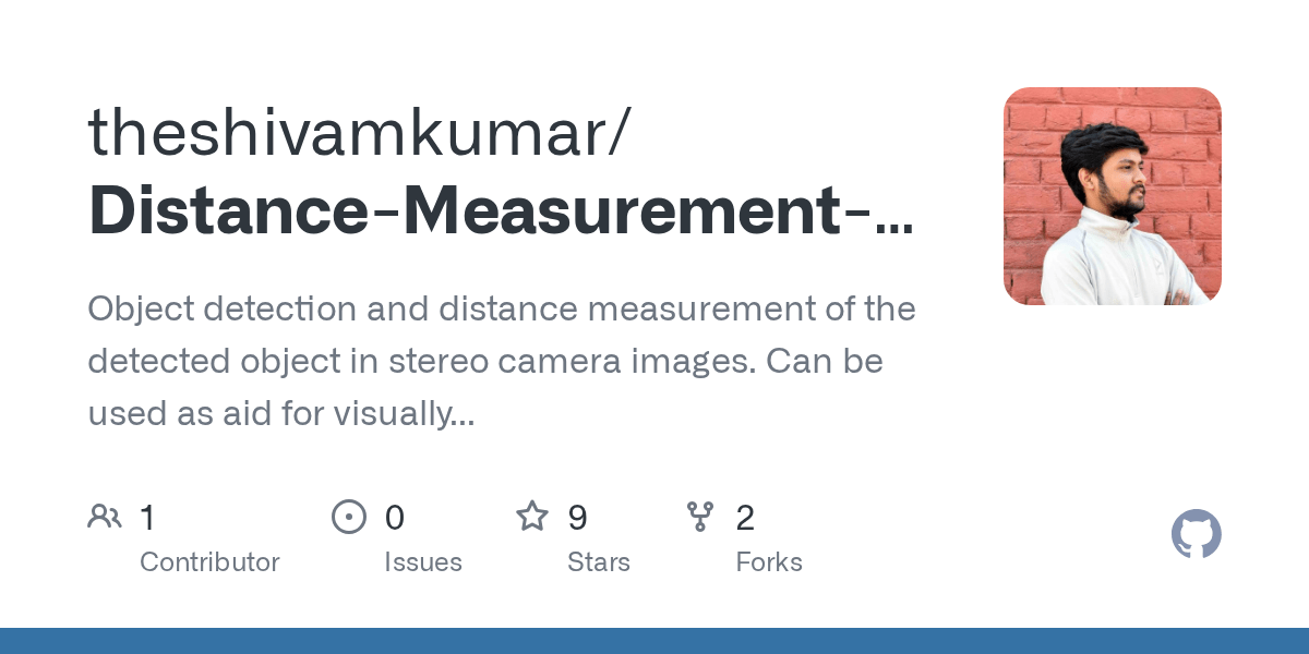 GitHub theshivamkumar/DistanceMeasurementusingStereoCameraImages