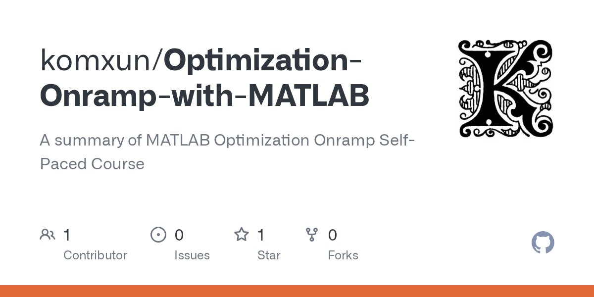 GitHub komxun/OptimizationOnrampwithMATLAB A summary of MATLAB