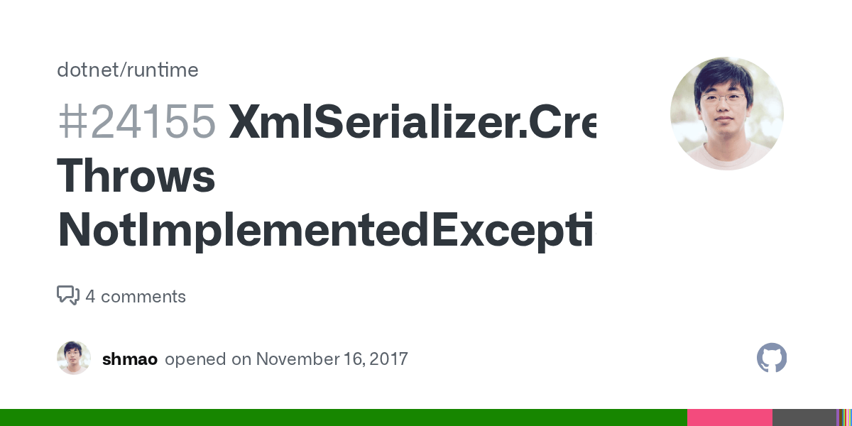 XmlSerializer.CreateWriter Throws NotImplementedException · Issue