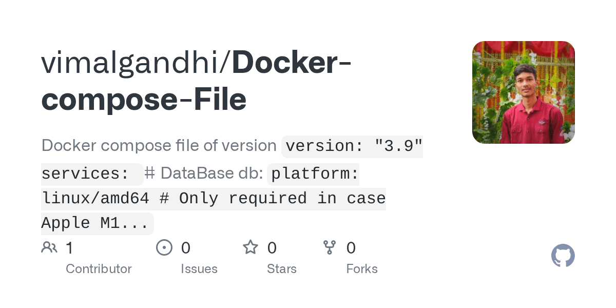 GitHub Docker compose file of
