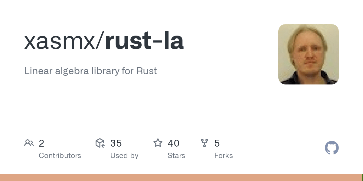 GitHub xasmx/rustla Linear algebra library for Rust