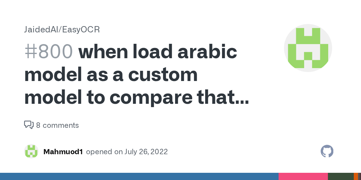 when load arabic model as a custom model to compare that the character