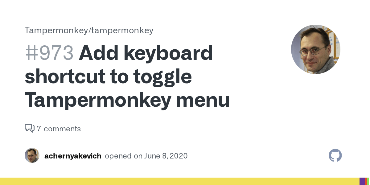 Add keyboard shortcut to toggle Tampermonkey menu · Issue 973