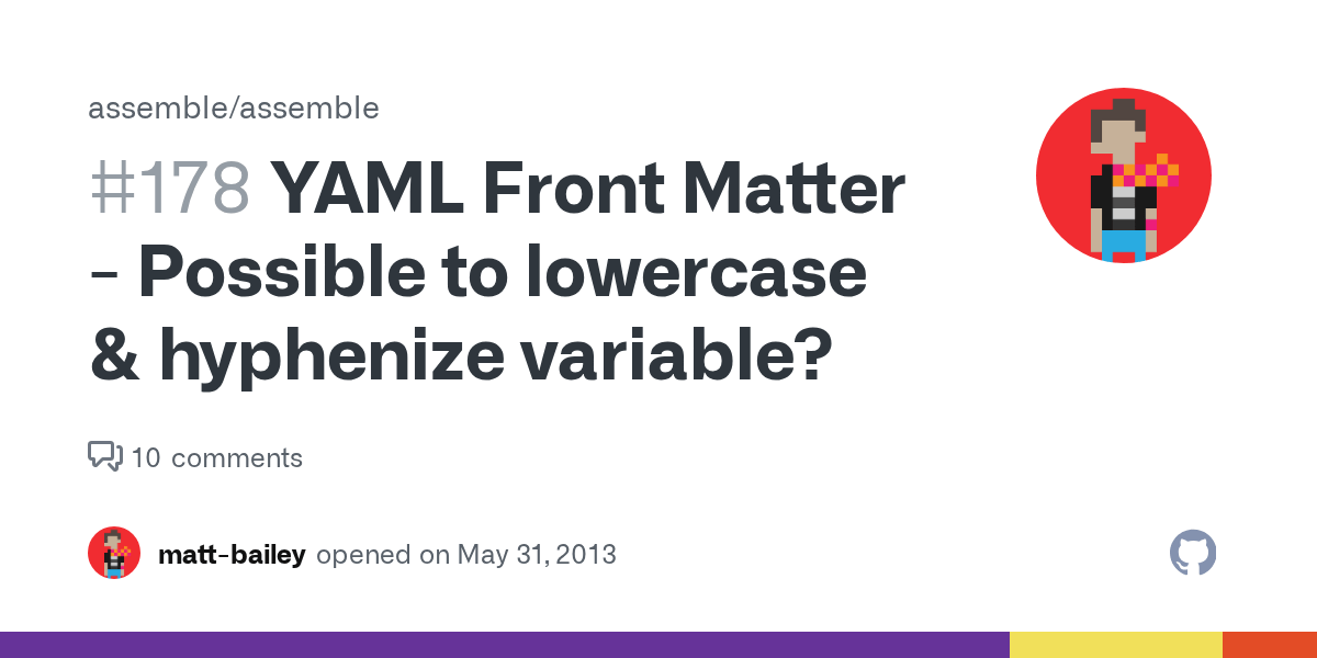 YAML Front Matter Possible to lowercase & hyphenize variable? · Issue
