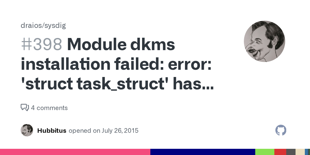 Module dkms installation failed error 'struct task_struct' has no
