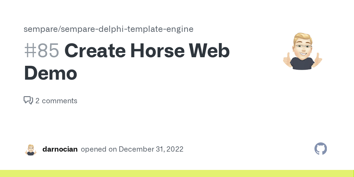 Create Horse  Demo · Issue 85 · sempare/semparedelphitemplate