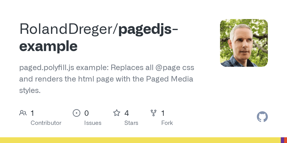 GitHub RolandDreger/pagedjsexample paged.polyfill.js example