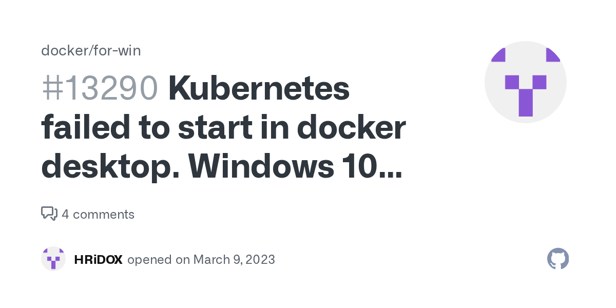failed to start in docker desktop. Windows 10 pro · Issue