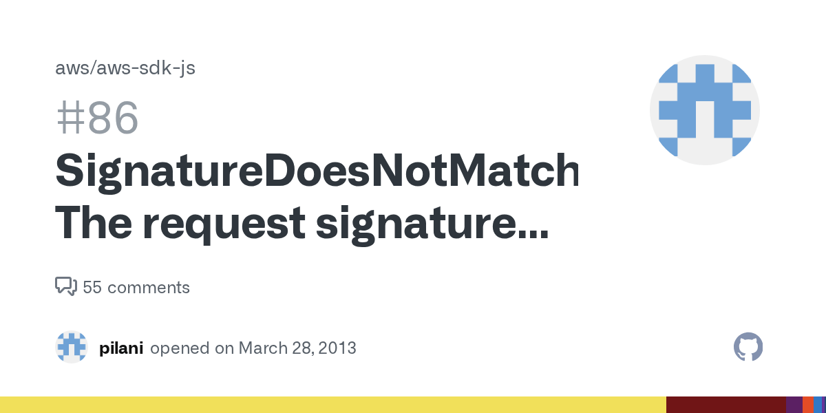 SignatureDoesNotMatch The request signature we calculated does not