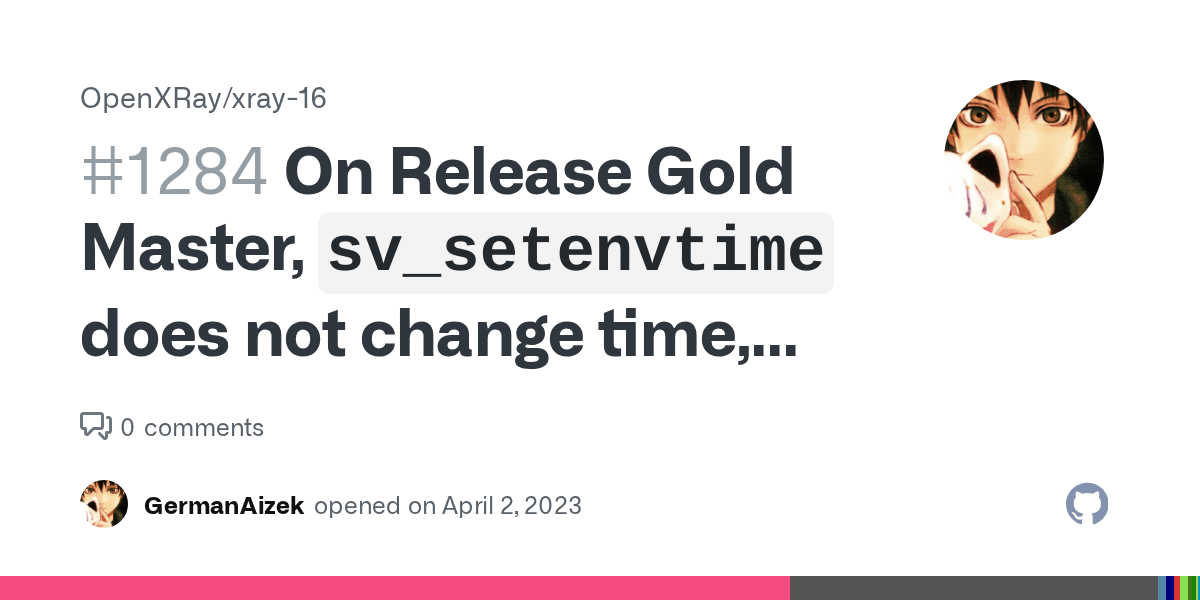 On Release Gold Master, `sv_setenvtime` does not change time, but