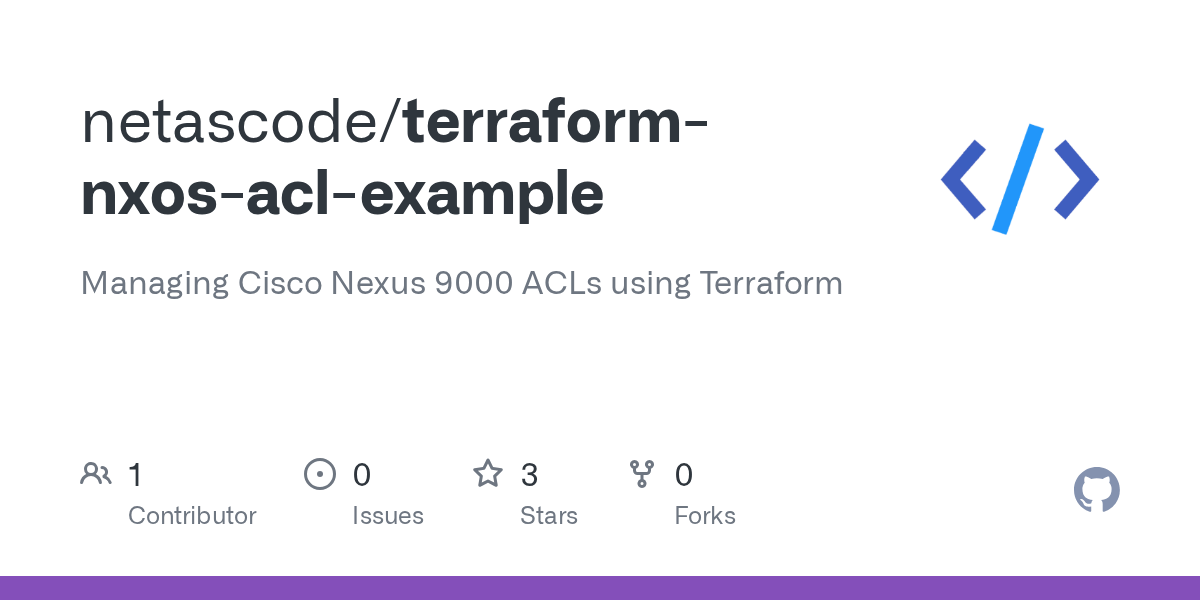 GitHub netascode/terraformnxosaclexample Managing Cisco Nexus