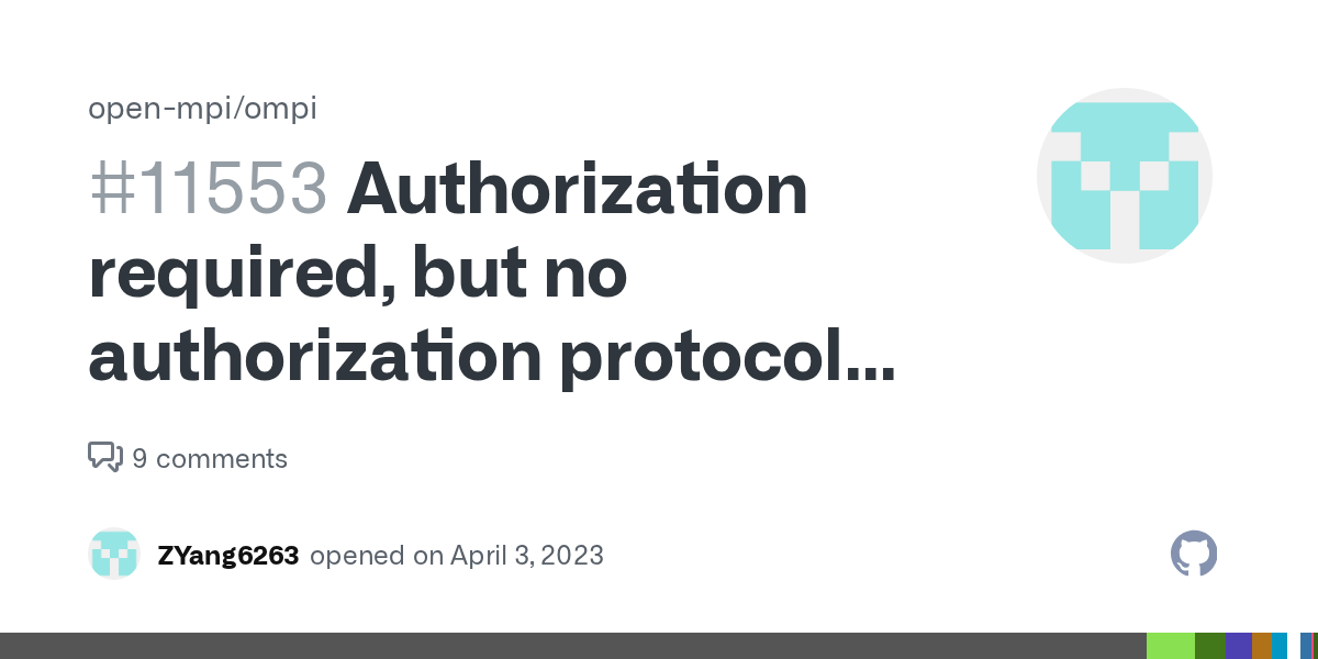 Authorization required, but no authorization protocol specified · Issue