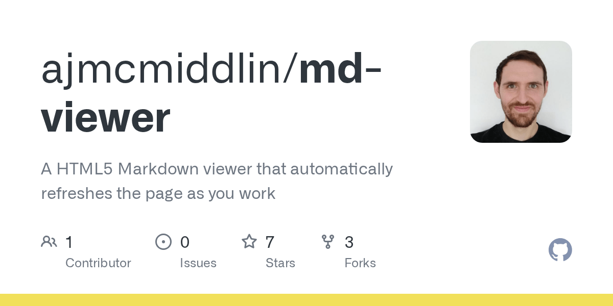 GitHub ajmcmiddlin/mdviewer A HTML5 Markdown viewer that