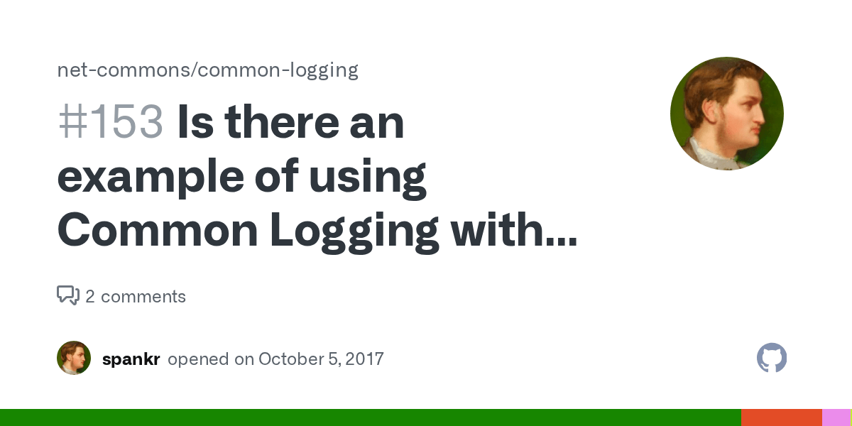 Is there an example of using Common Logging with Core 2.0? · Issue