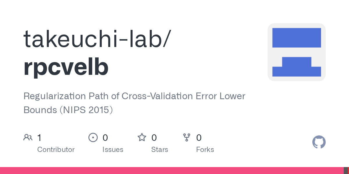 GitHub takeuchilab/rpcvelb Regularization Path of CrossValidation Error Lower Bounds (NIPS