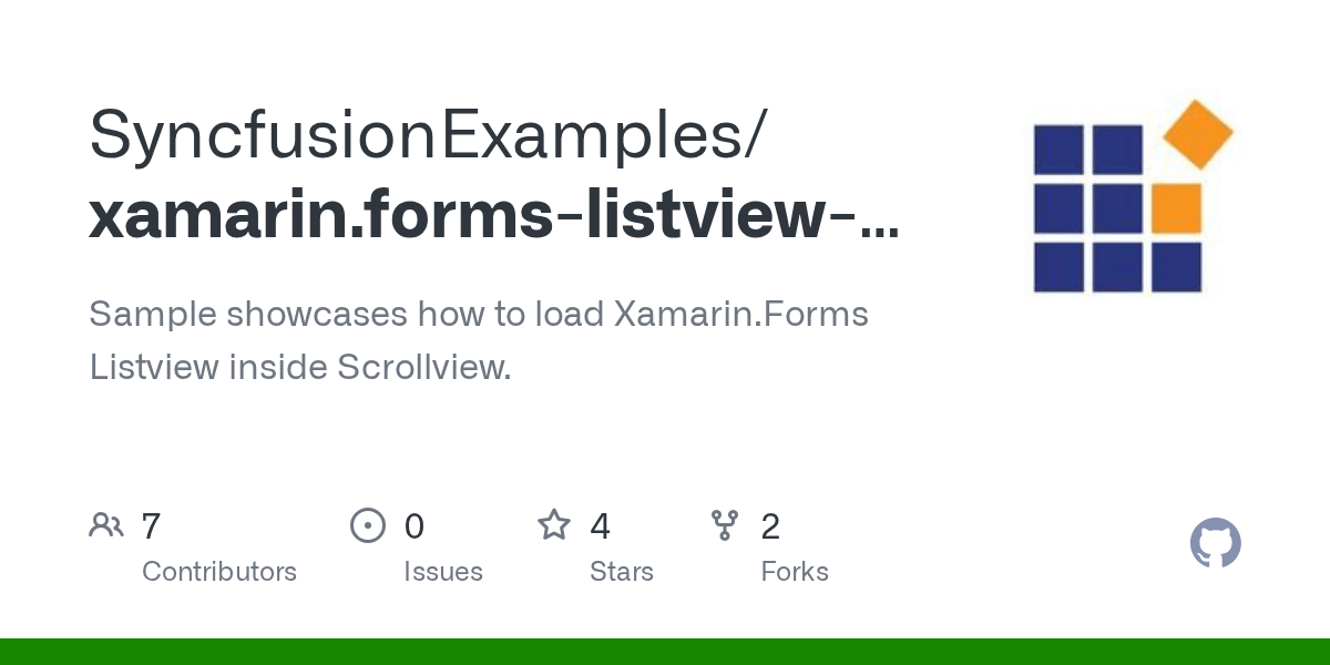 GitHub SyncfusionExamples/xamarin.formslistviewinsidescrollview
