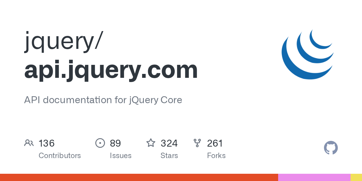 GitHub API documentation for jQuery Core