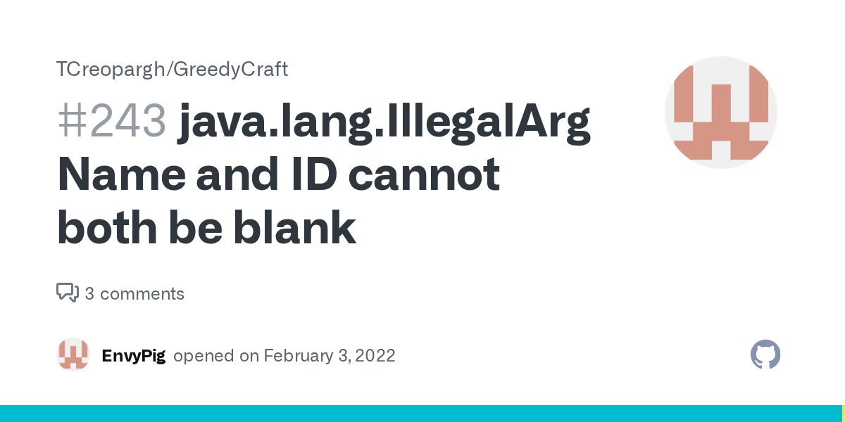 java.lang.IllegalArgumentException Name and ID cannot both be blank