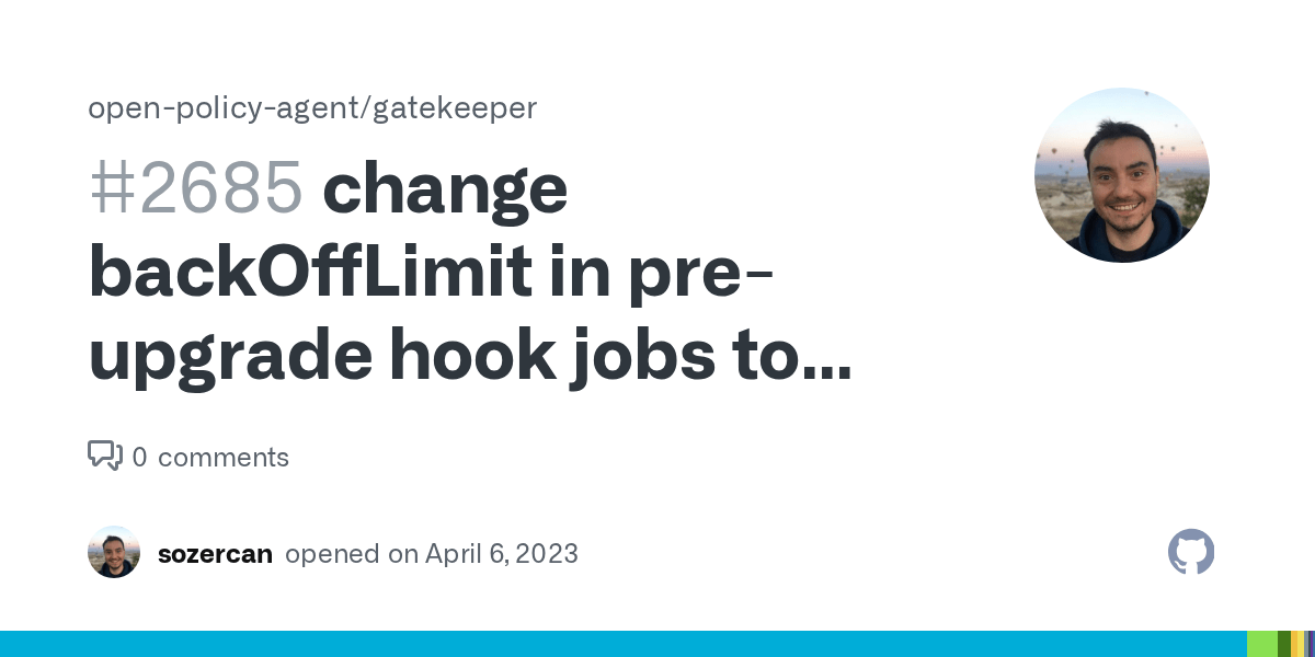 change backOffLimit in preupgrade hook jobs to allow retries · Issue