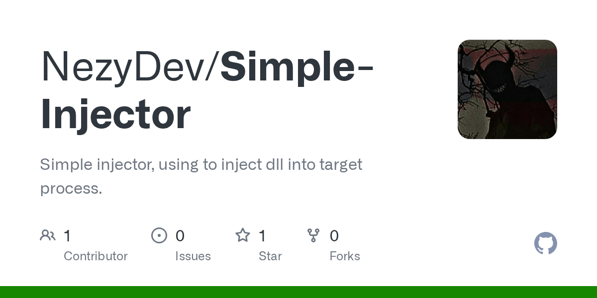 GitHub NezyDev/SimpleInjector Simple injector, using to inject dll