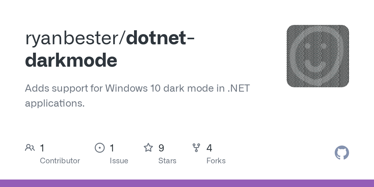 GitHub - ryanbester/dotnet-darkmode: Adds support for Windows 10 dark