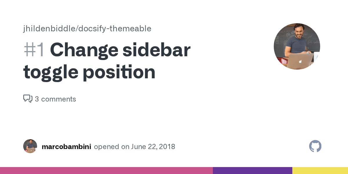 Change sidebar toggle position · Issue 1 · jhildenbiddle/docsify