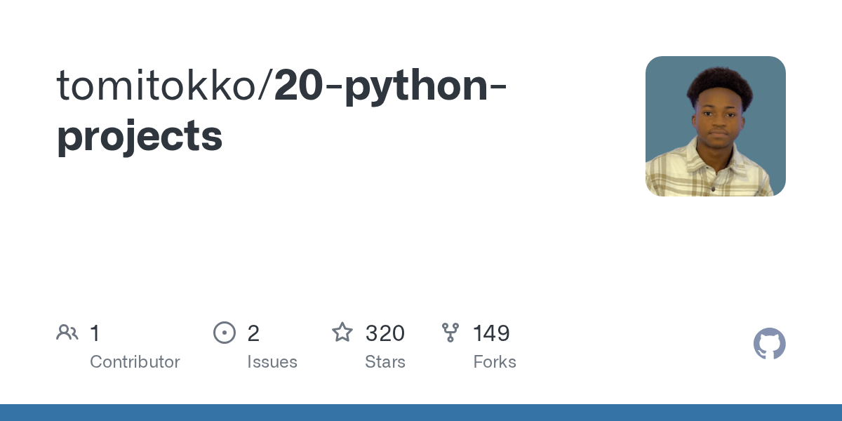 20pythonprojects/README.md at main · tomitokko/20pythonprojects