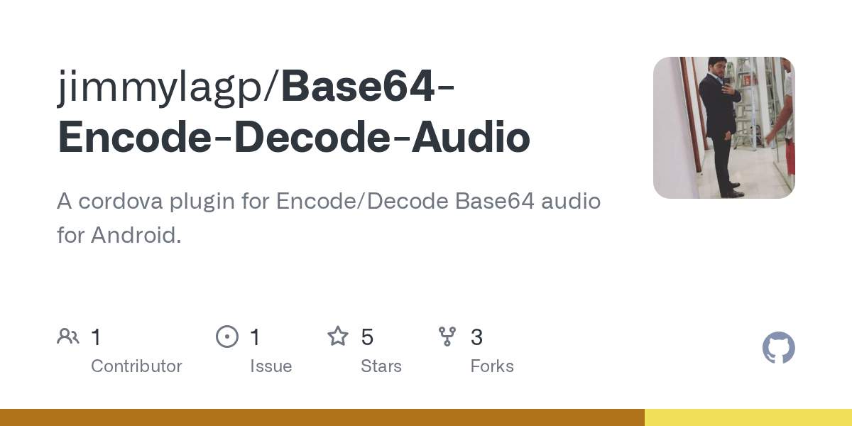 GitHub jimmylagp/Base64EncodeDecodeAudio A cordova plugin for Encode/Decode Base64 audio