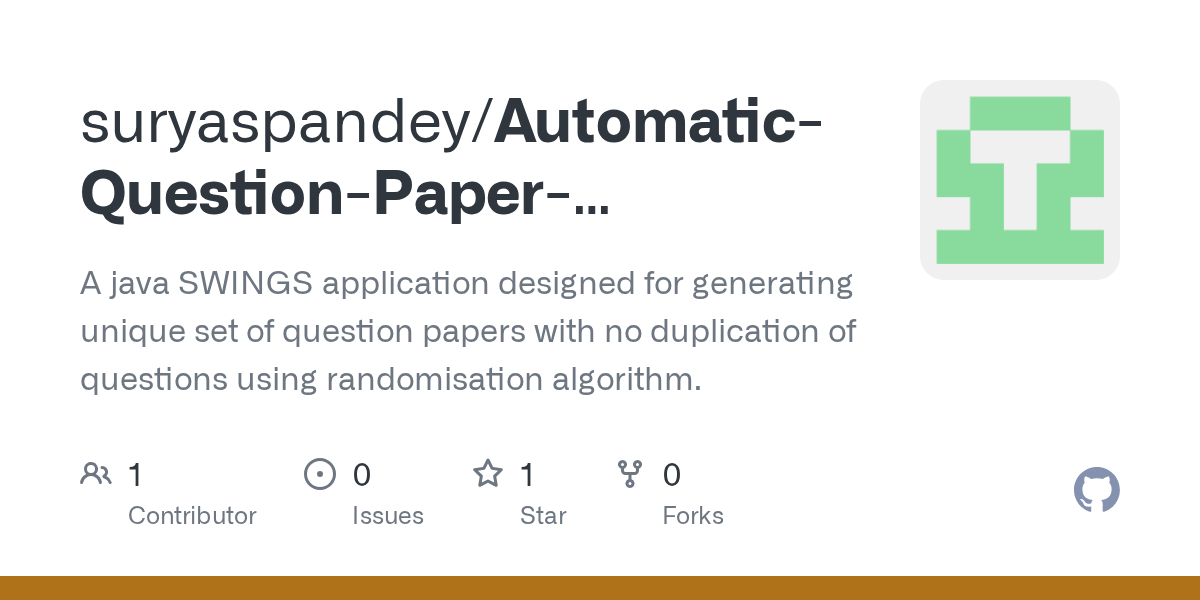 GitHub - suryaspandey/Automatic-Question-Paper-Generator: A java SWINGS