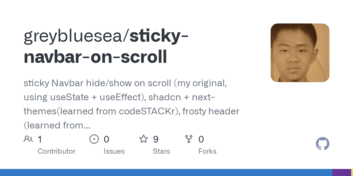 GitHub greybluesea/stickynavbaronscroll sticky Navbar hide/show