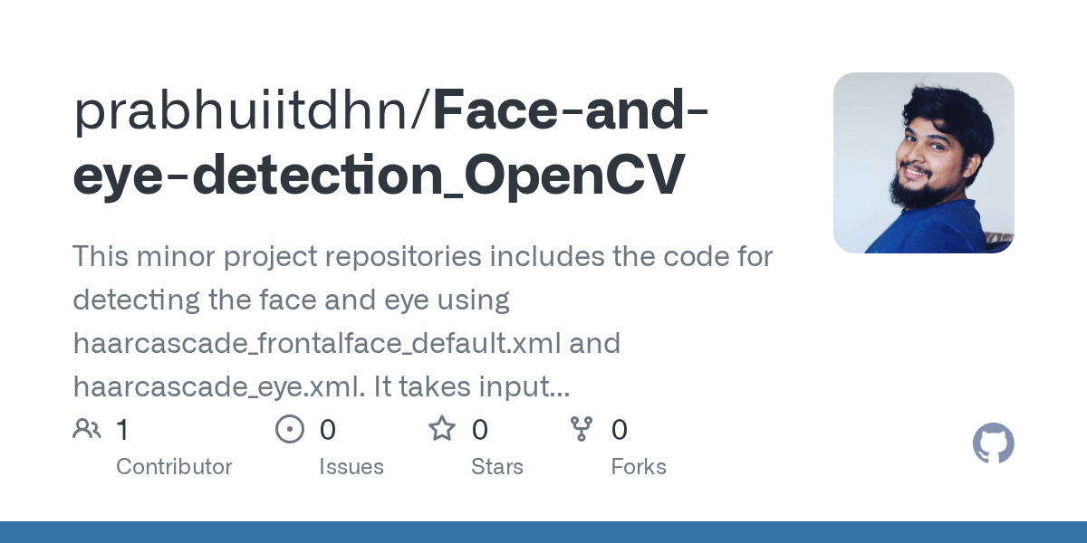 GitHub prabhuiitdhn/Faceandeyedetection_OpenCV This minor project