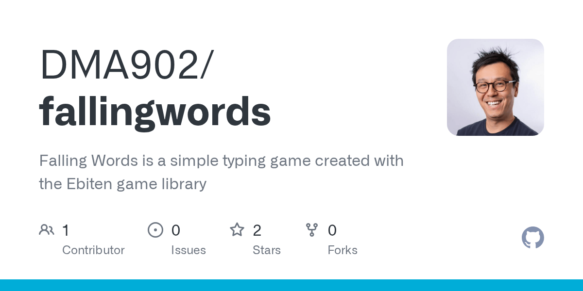 GitHub DMA902/fallingwords Falling Words is a simple typing game created with the Ebiten game