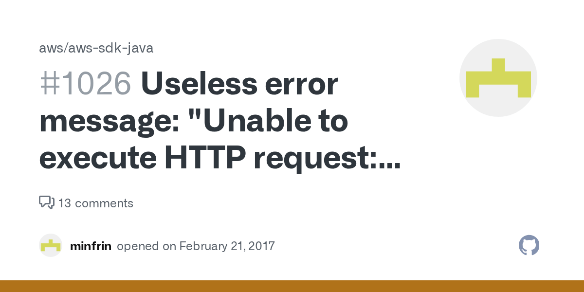 Useless error message "Unable to execute HTTP request connect timed