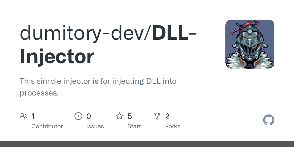 GitHub dumitorydev/DLLInjector This simple injector is for