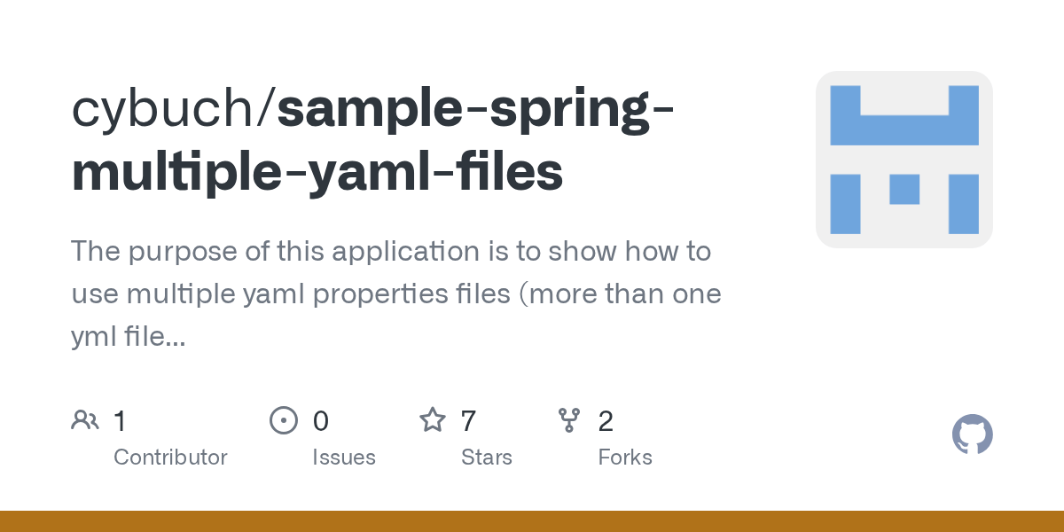 GitHub cybuch/samplespringmultipleyamlfiles The purpose of this
