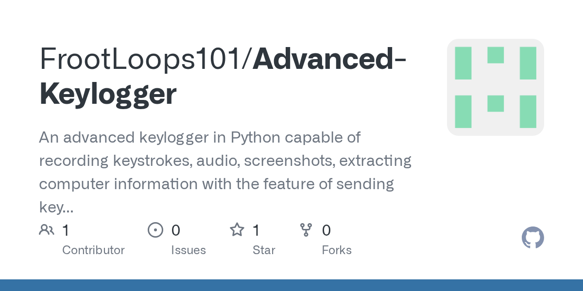 GitHub FrootLoops101/AdvancedKeylogger An advanced keylogger in