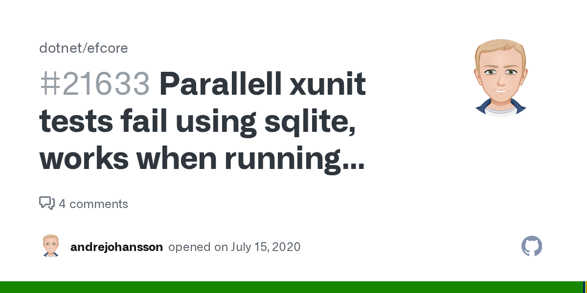 Parallell xunit tests fail using sqlite, works when running